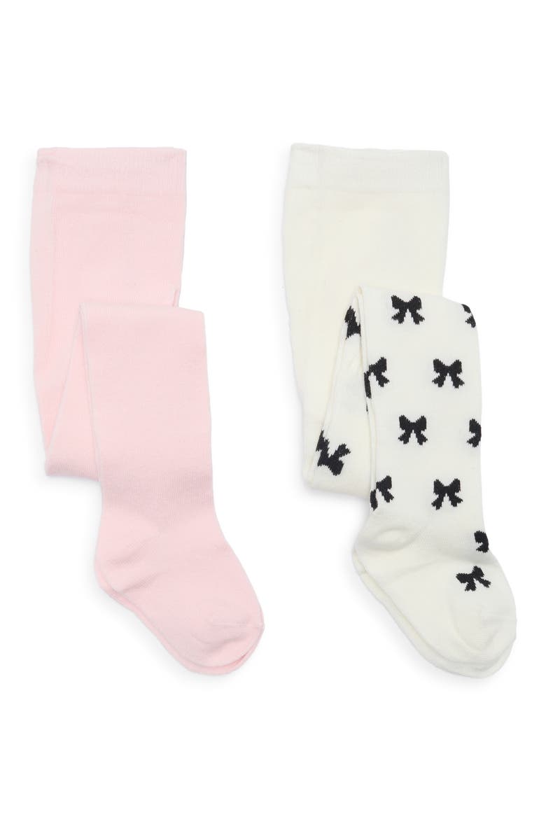 Kids' 2-Pack Bow Jacquard Tights, Main, color, MULTI CO