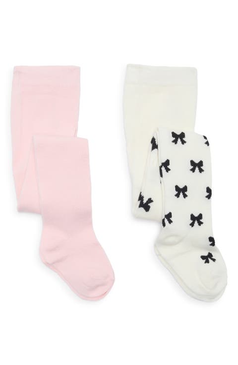 Kids' 2-Pack Bow Jacquard Tights