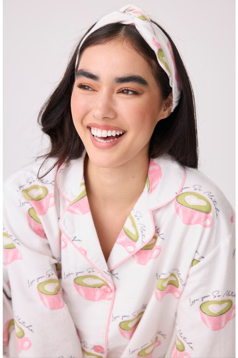 Print Cotton Flannel Pajamas, Alternate, color, WHITE LINEN