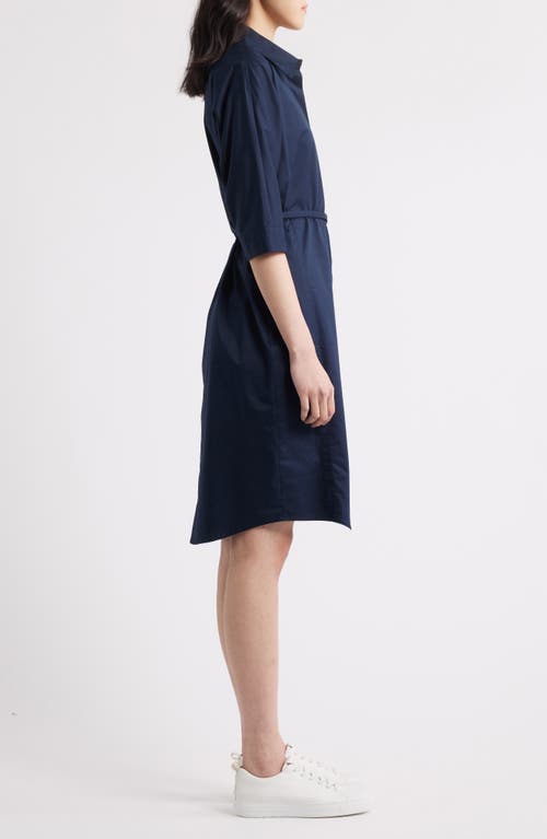 Hugo Boss Boss Dirisia Stretch Cotton Shirtdress In Blue