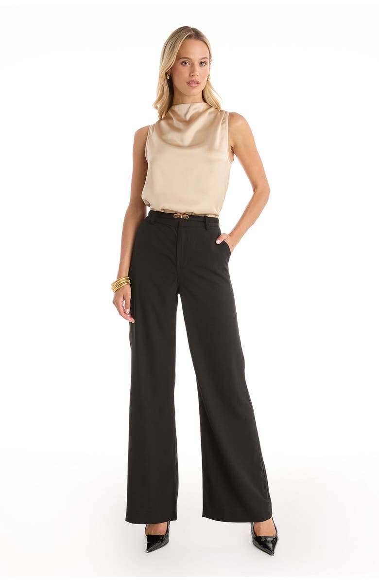 The Noli Shop Martina Belted Trouser, Alternate, color, Black