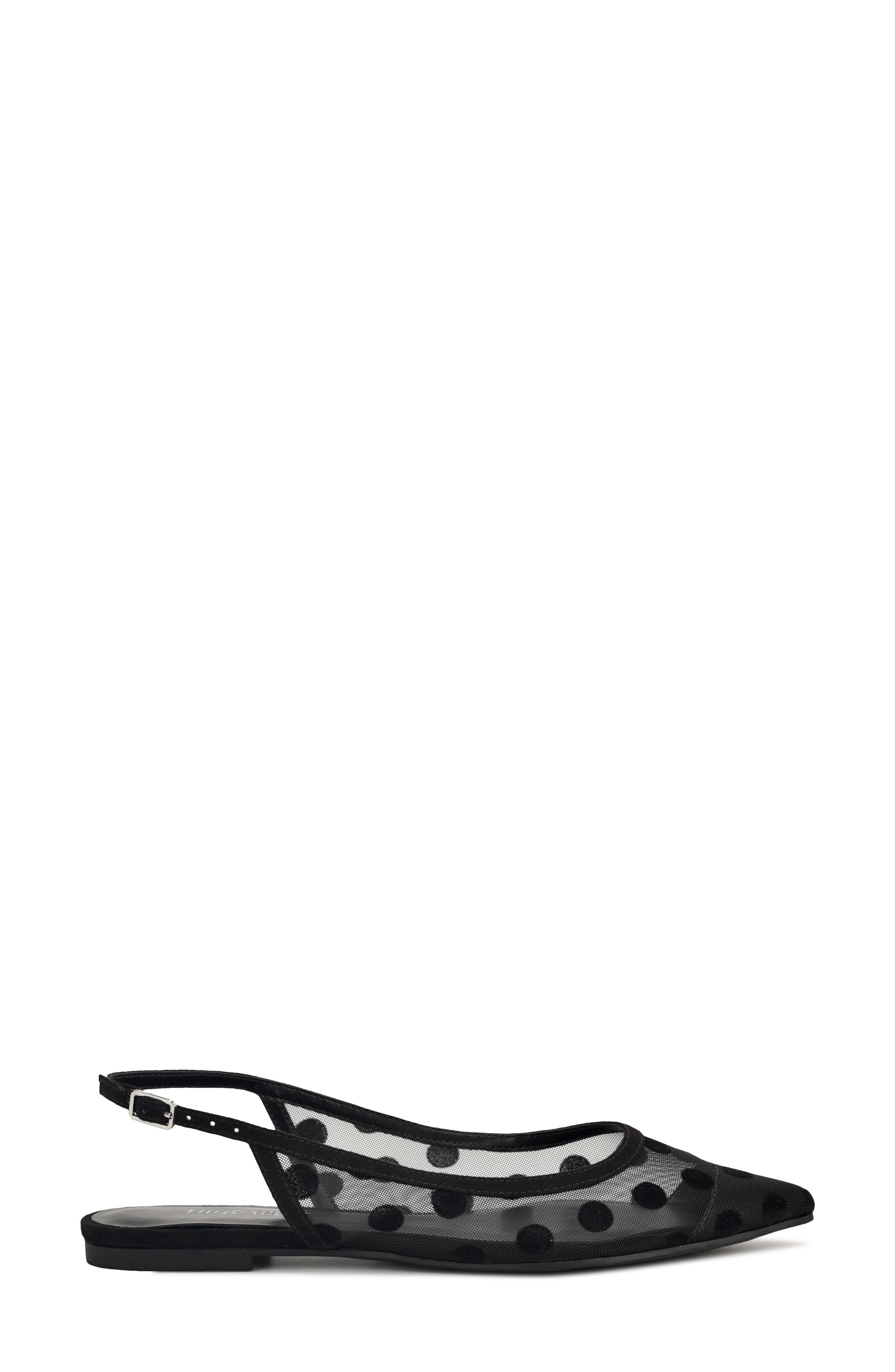 Nine West Brin Mesh Slingback Flat, Alternate, color, Black Dots Mesh