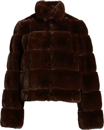 BCBGMAXAZRIA Channel Quilted Faux Fur Jacket Nordstrom