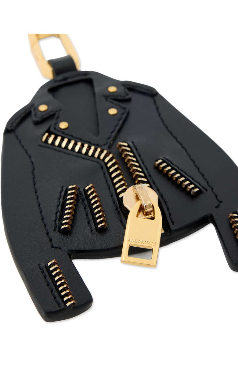 AllSaints Balfern Leather Jacket Keyring, Alternate, color, Black/ Gold