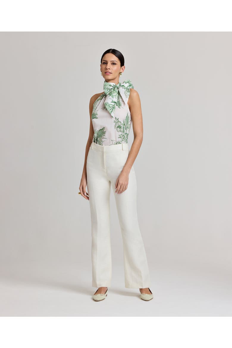Flora Cotton Tie Neck Shirt, Alternate, color, Tropical Green Floral