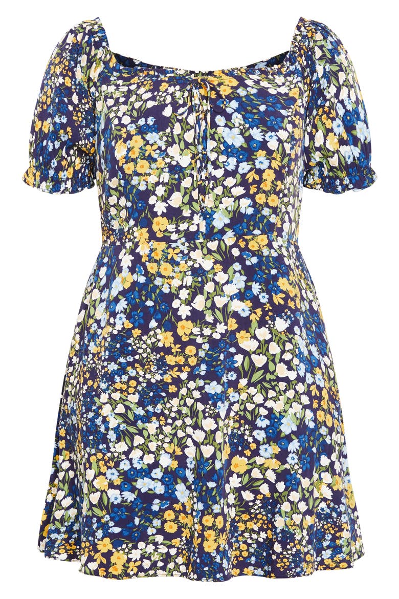 Allie Floral Dress, Alternate, color, BLUE MEADOW