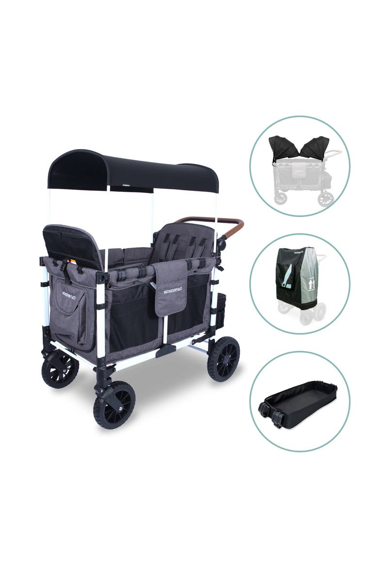 W4 Luxe 4-Passenger Multifunctional Stroller Wagon Bonus Pack, Alternate, color, GREY