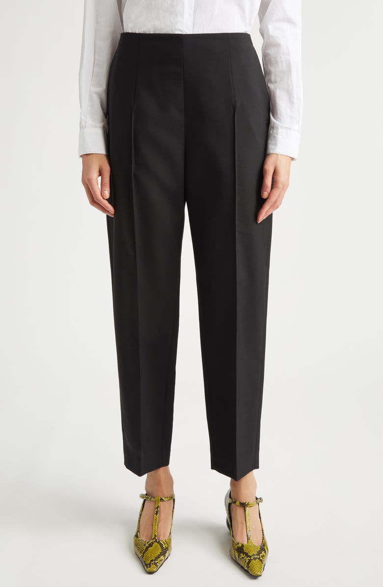 Marni Pintuck Tapered Straight Leg Virgin Wool Pants, Main, color, 00N99 Black