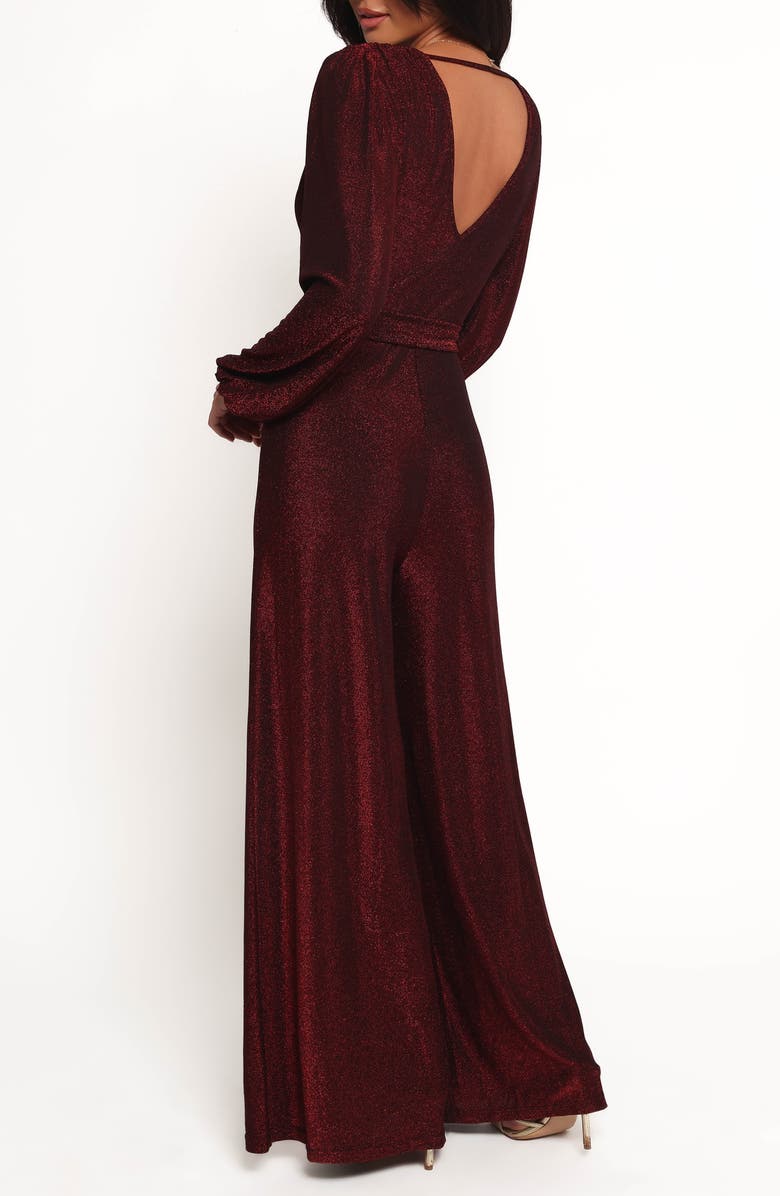 Petal & Pup Nora Metallic Long Sleeve Jumpsuit, Alternate, color, Red