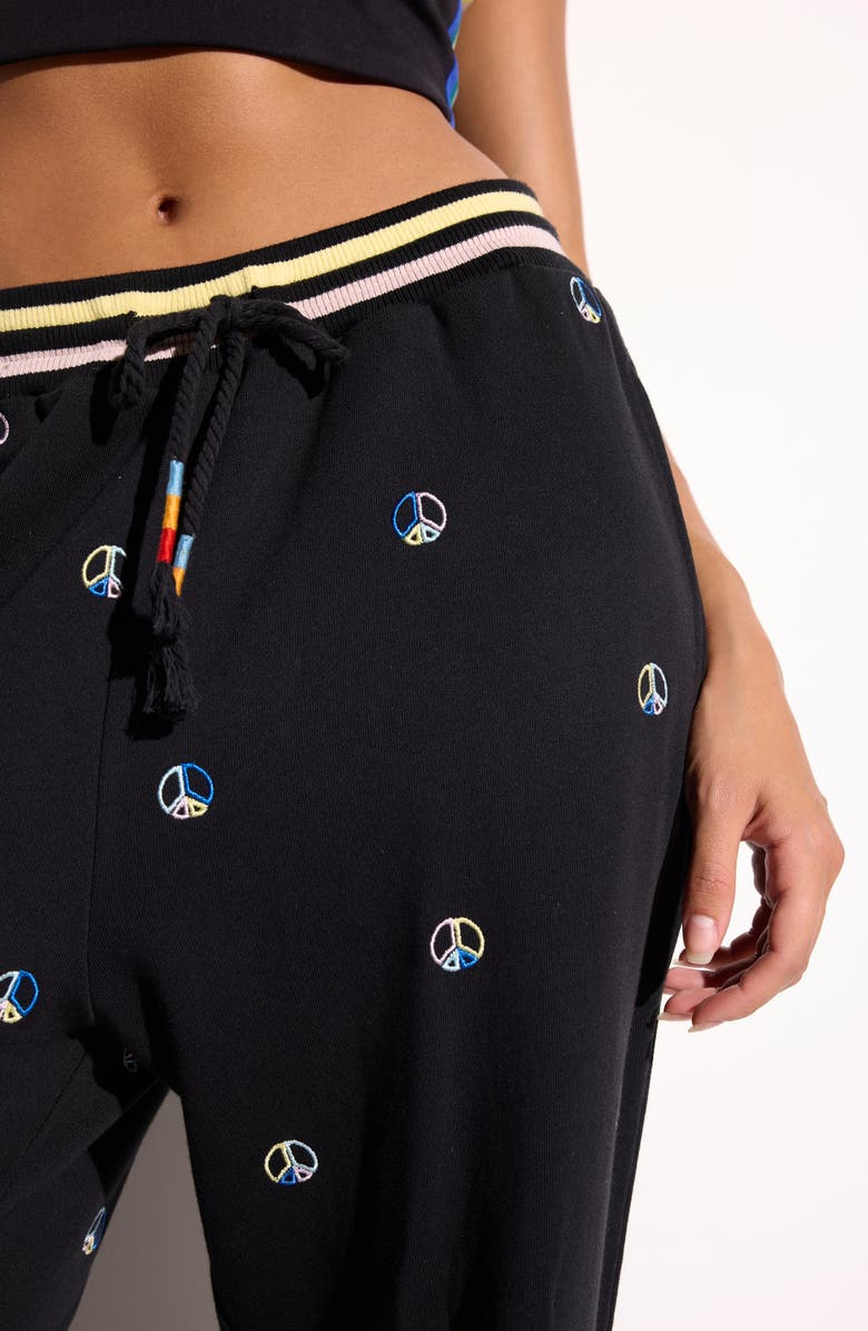 Spiritual Gangster Peace Embelem Hudson Cotton & Modal Sweatpants, Alternate, color, Black