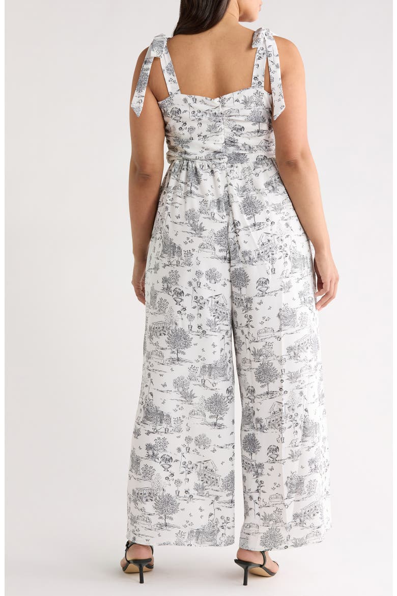 Renzo Toile Tie Strap Jumpsuit, Alternate, color, GREY-BLACK