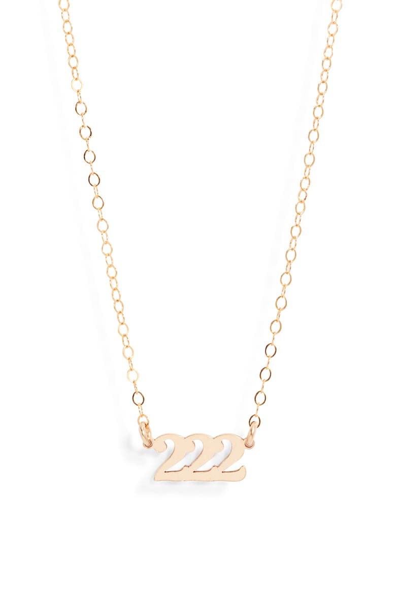 Angel Number Pendant Necklace, Main, color, GOLD / 222