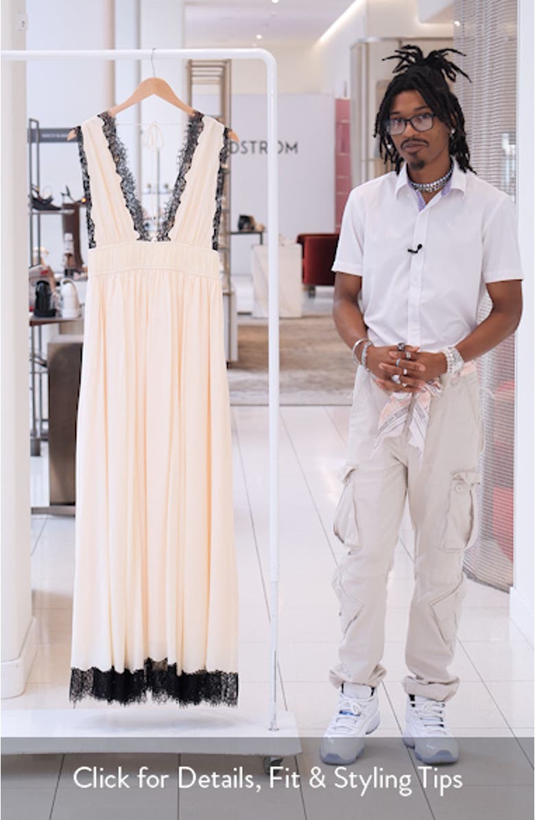 Maguerite Lace Trim Silk Gown, sales video thumbnail