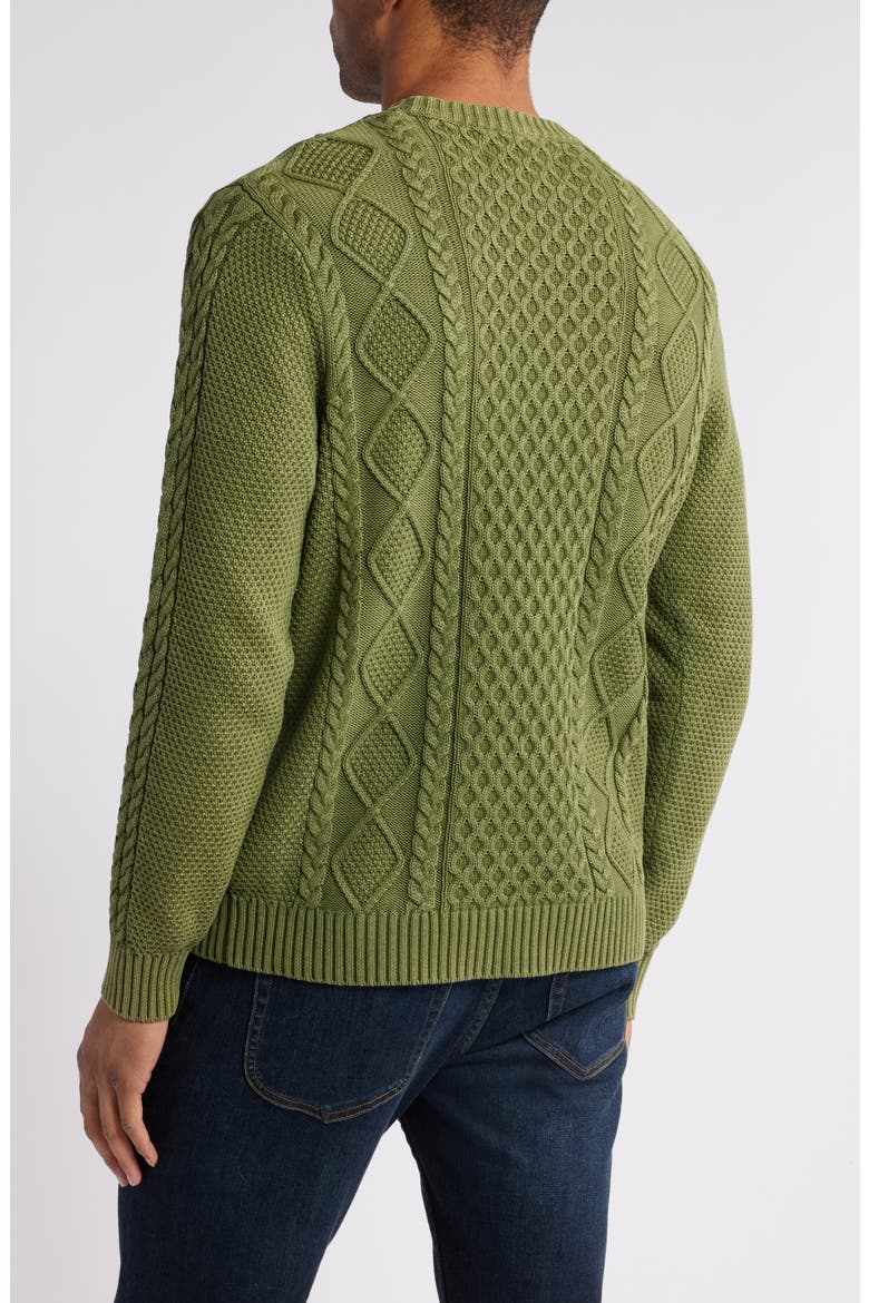 Stonewash Cable Stitch Sweater, Alternate, color, OLIVE
