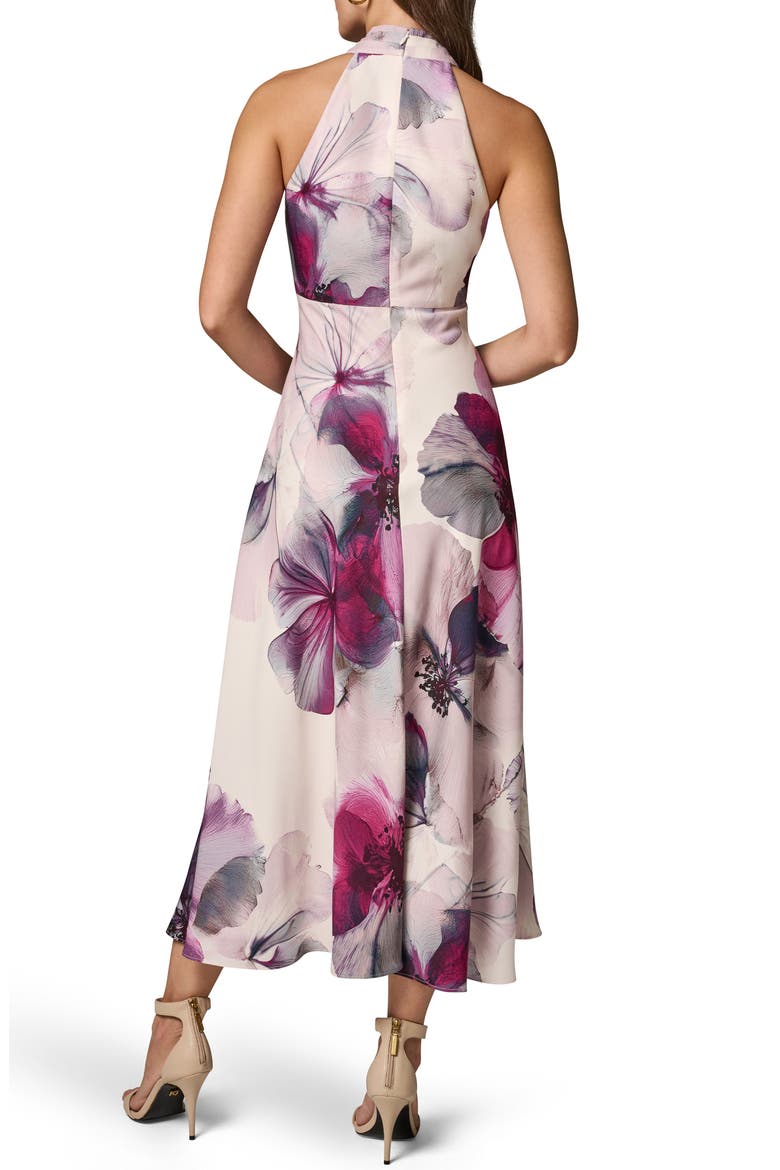 Floral Halter Midi Dress, Alternate, color, SANGRIA MULTI