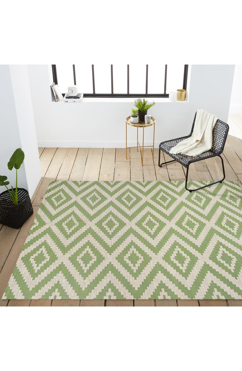 JONATHAN Y Sintra Diamond  Indoor/Outdoor Area Rug, Alternate, color, Green/Cream
