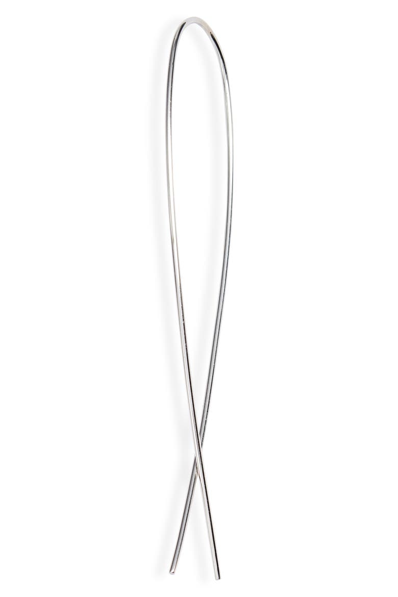 Medium Narrow Upside Down Hoop Earrings, Alternate, color, WHITE GOLD