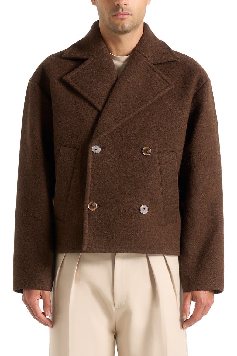 Mika Unisex Double Breasted Jacket, Alternate, color, Brown