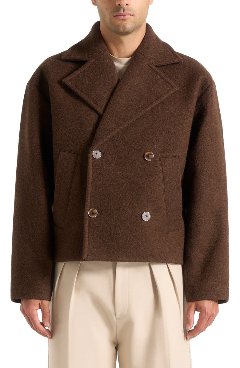 Manière De Voir Mika Unisex Double Breasted Jacket, Alternate, color, Brown