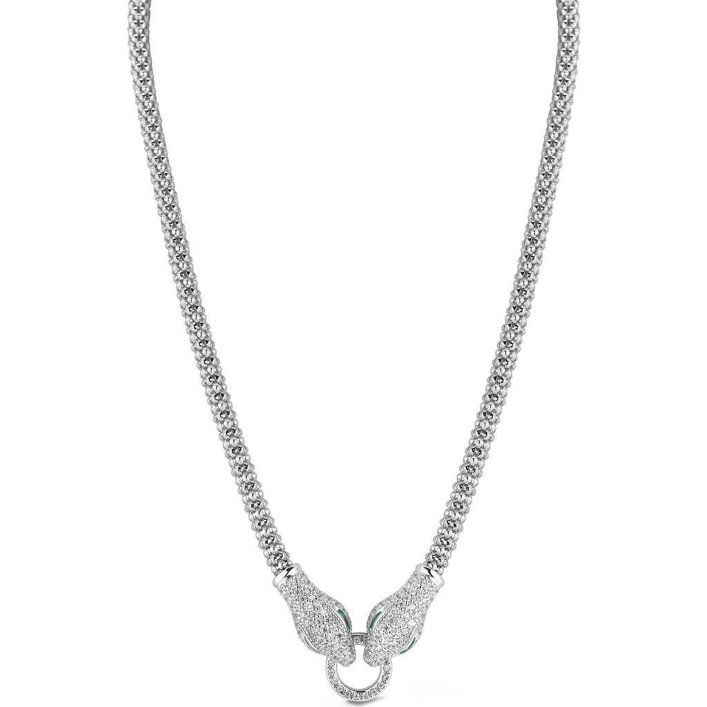 Chloe & Madison Chloe And Madison Pavé Cubic Zirconia Snake Pendant Necklace