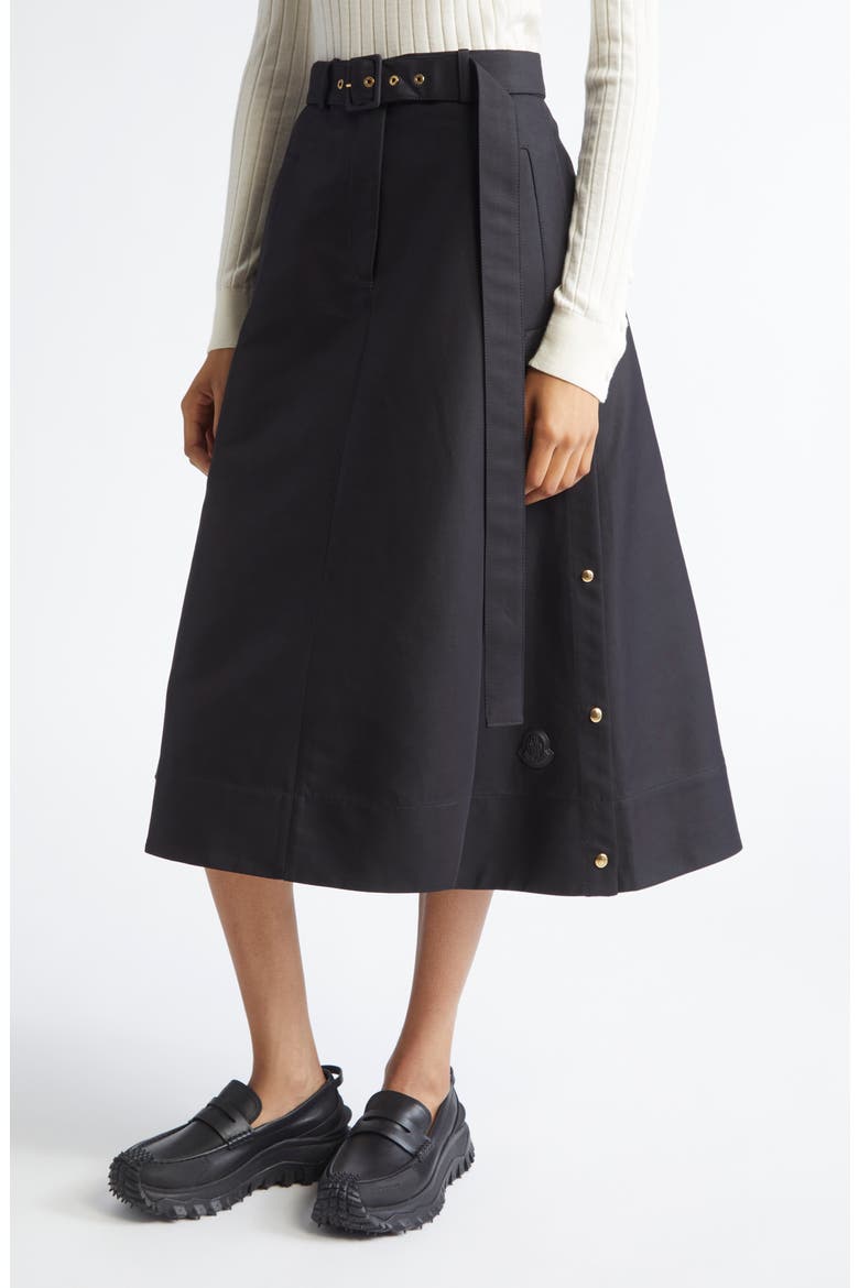 Belted A-Line Skirt, Alternate, color, BLACK