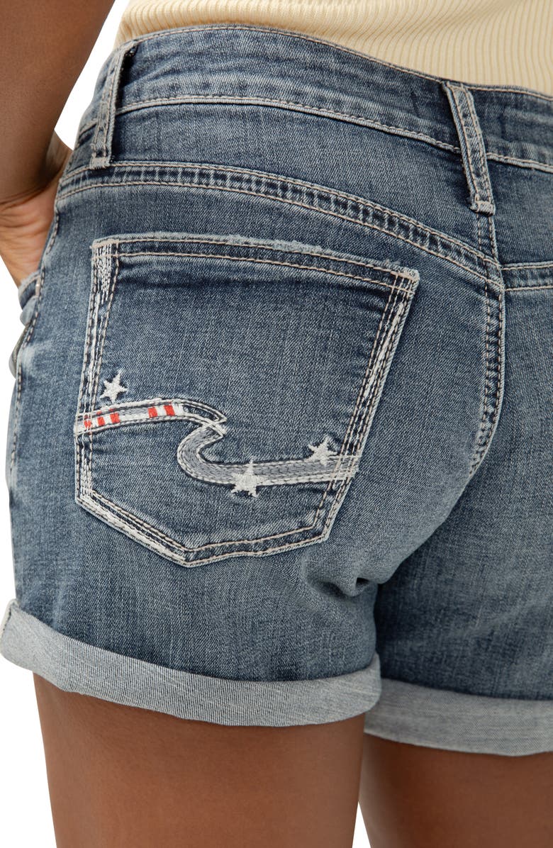 Silver Jeans Co. Americana Mid Rise Denim Boyfriend Shorts, Alternate, color, Glory