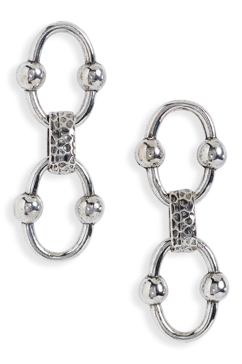 Rivage Double Drop Earrings, Main, color, SILVER