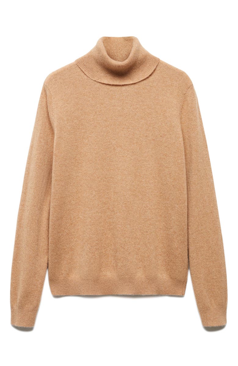 MANGO Turtleneck Cashmere Sweater, Alternate, color, Medium Brown