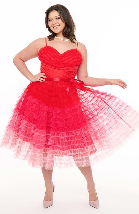 Plus Size Tulle Sweetheart Cupcake Swing Dress