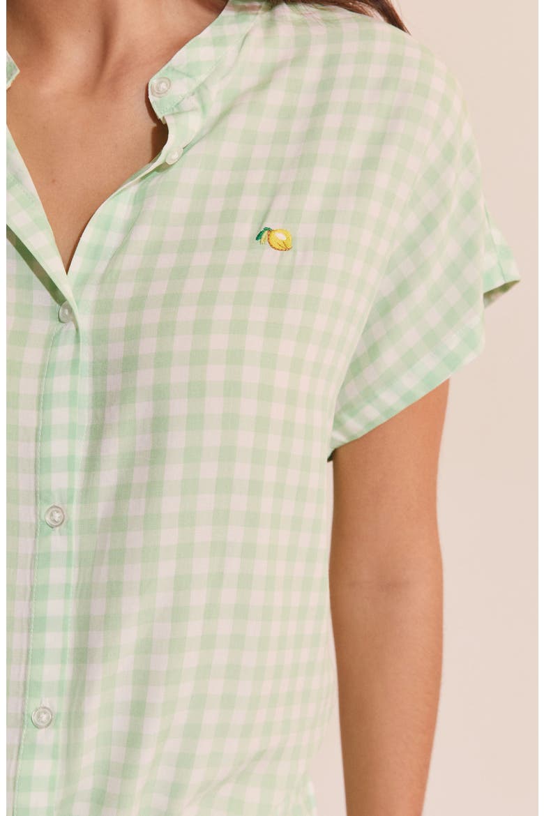 Brise Plaid Button-Up Sleep Shirt, Alternate, color, NILE GREEN
