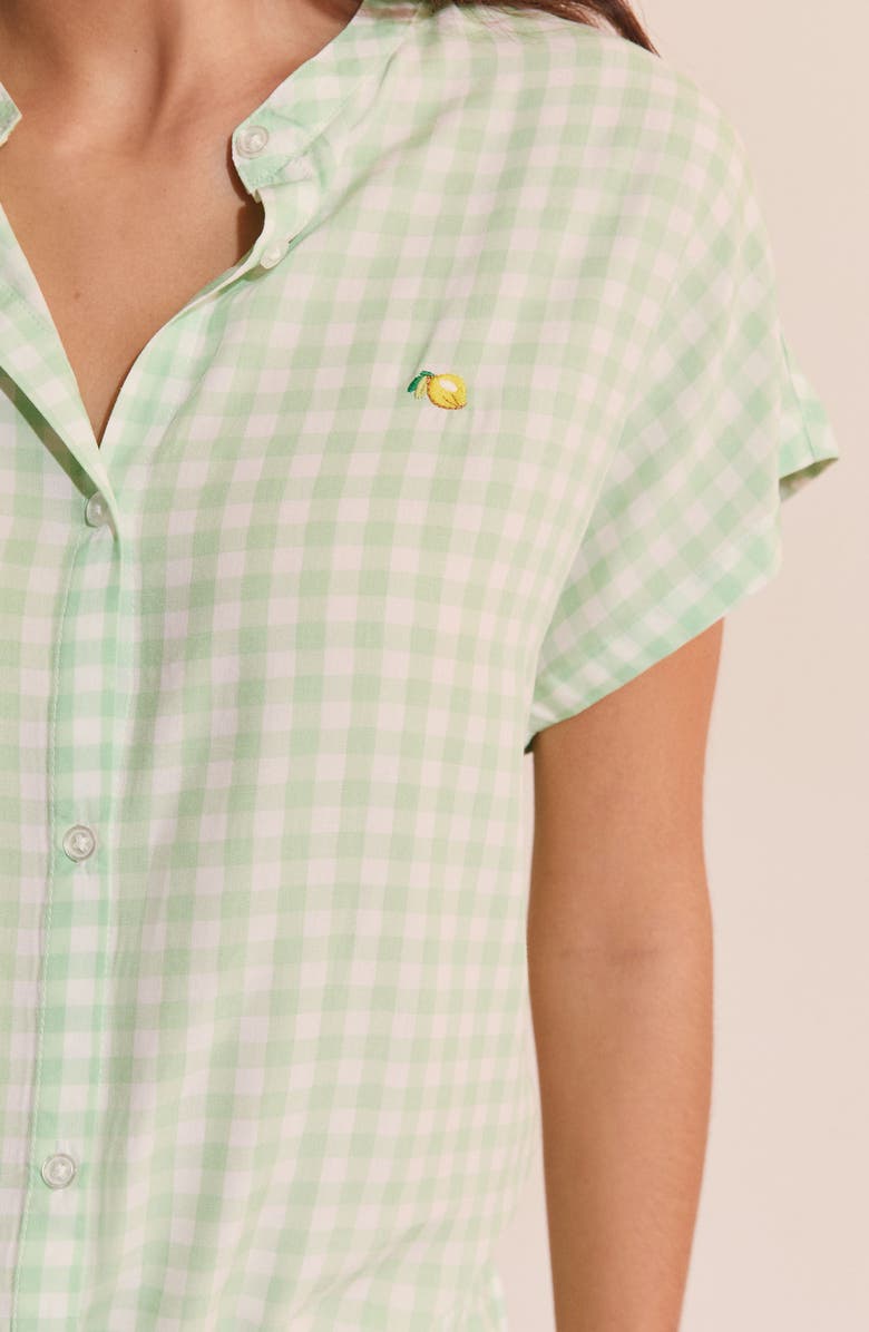 Etam Brise Plaid Button-Up Sleep Shirt, Alternate, color, Nile Green