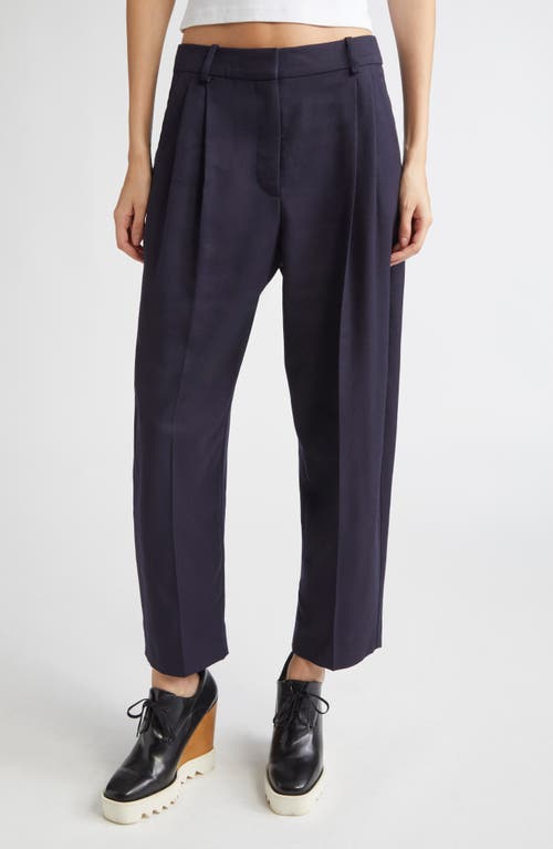 Stella Mccartney Pleated Wide Leg Wool Crop Trousers