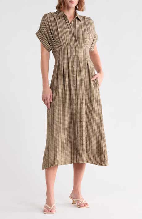 Plaid Print Shirtdress