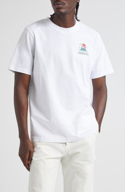 【関税込み】CASABLANCA Mountains Waves Screen T-Shirt Casablanca White Organic Cotton Mountains Waves Screen T