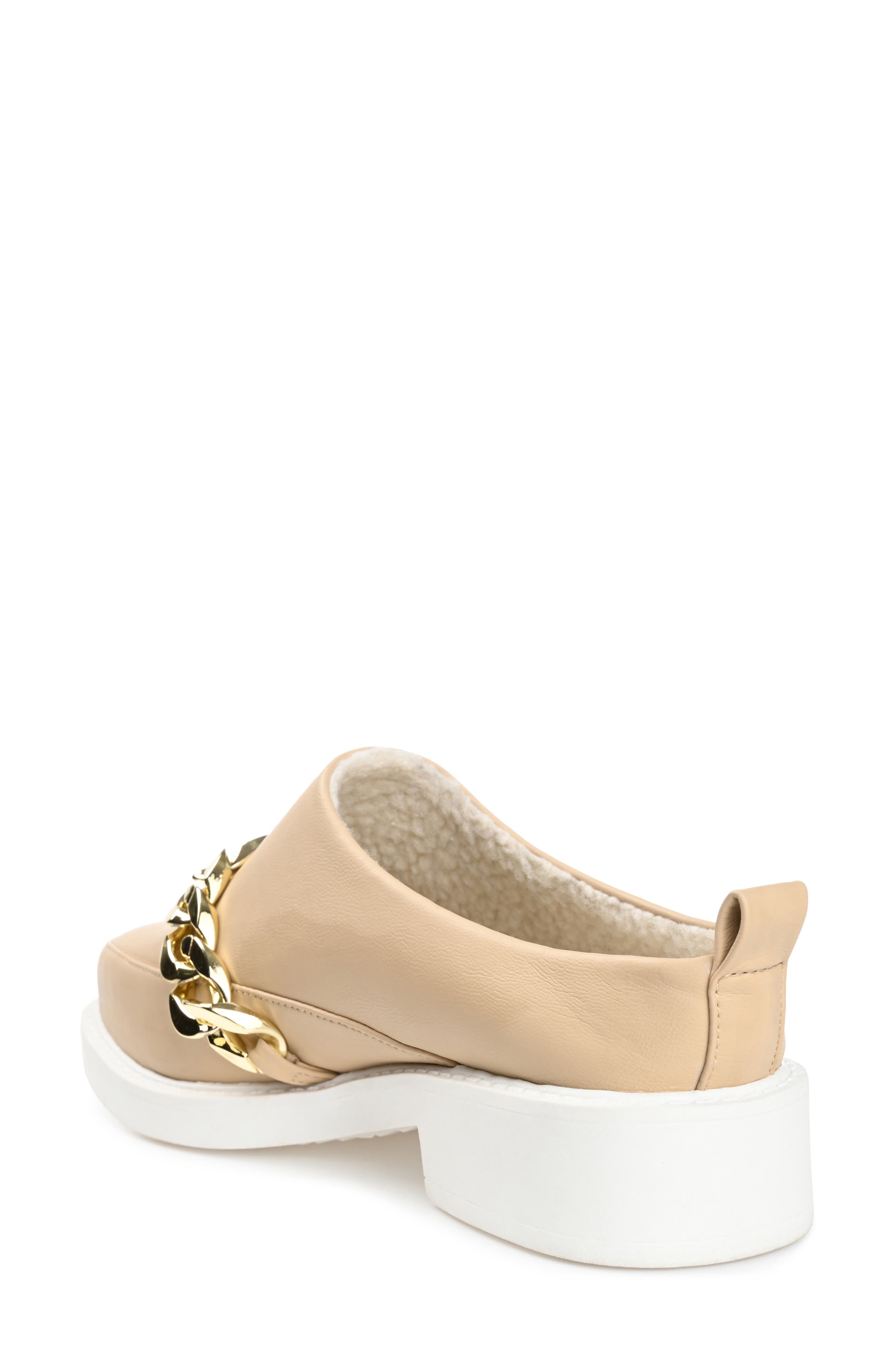 Sheah Chain Strap Faux Fur Lined Mule, Alternate, color, TAN