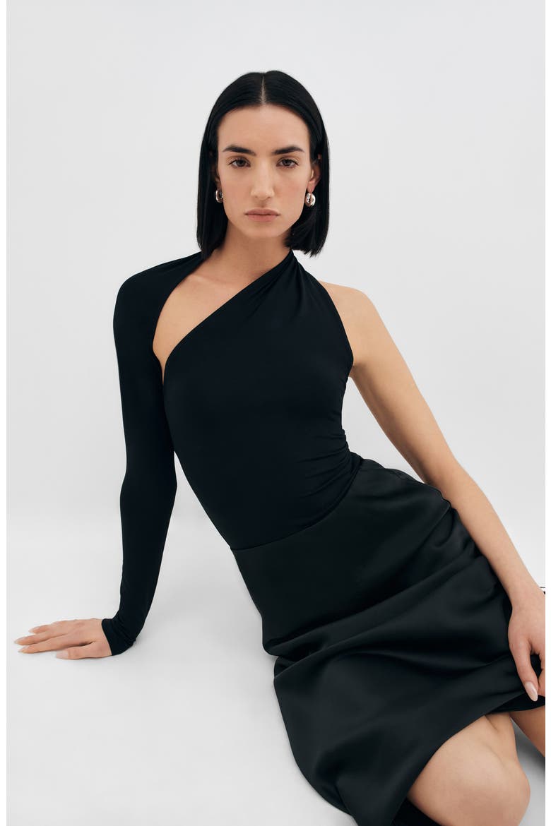 Manhattan One-Shoulder Top, Alternate, color, BLACK