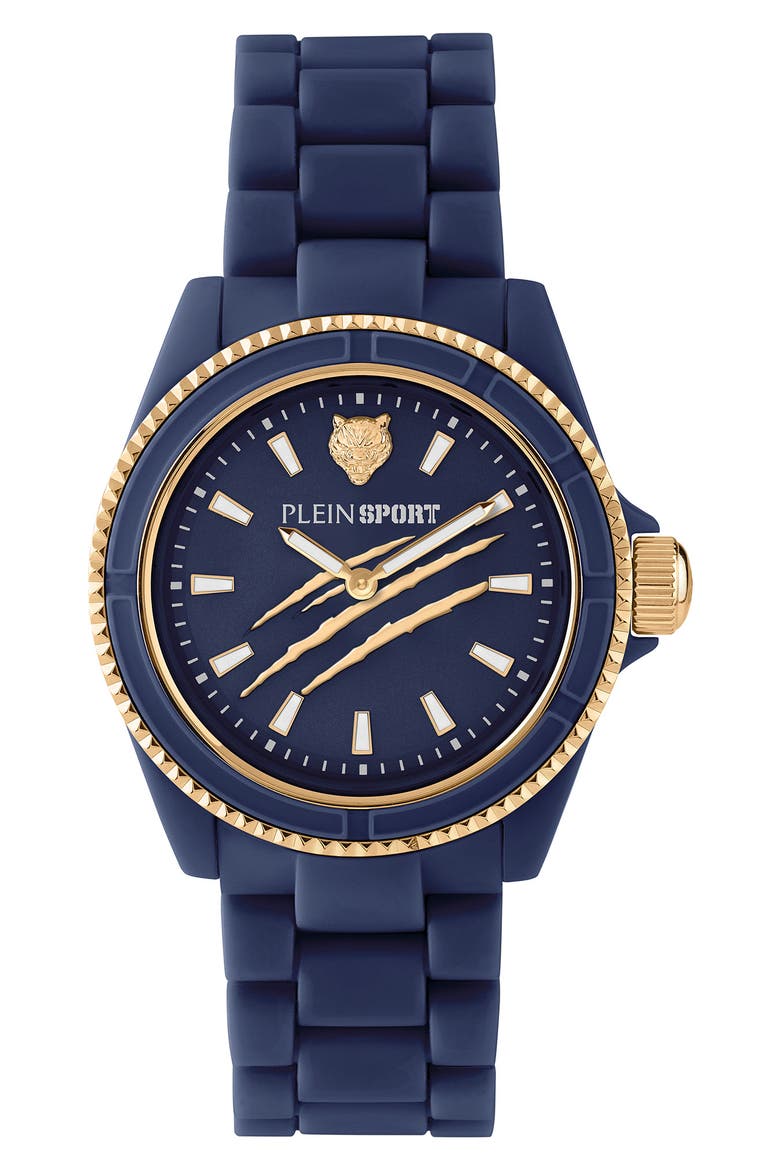 The Scratch Silicone Strap Watch, 38mm, Main, color, BLUE