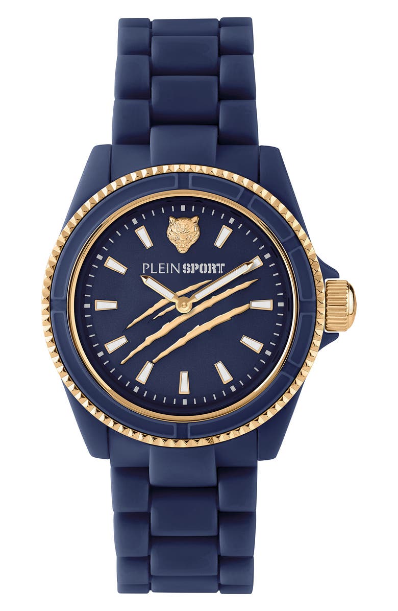 PLEIN SPORT The Scratch Silicone Strap Watch, 38mm, Main, color, Blue