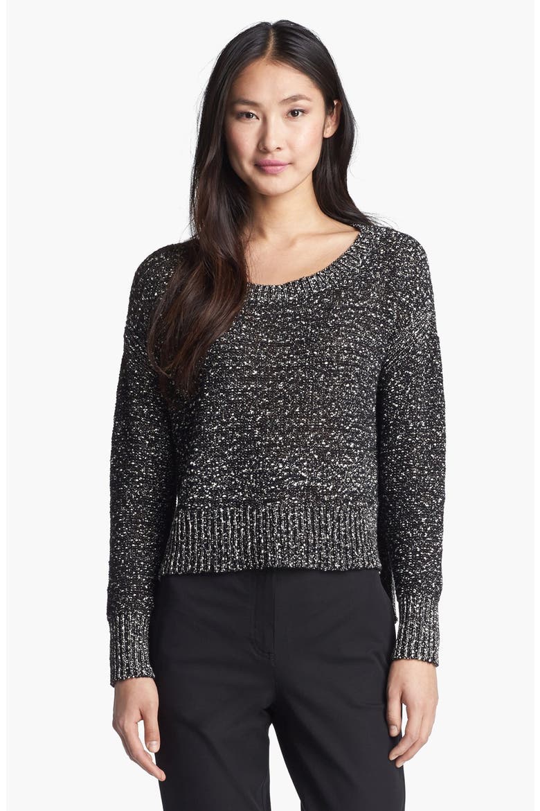 Wrapped Cotton Nubble Sweater, Main, color, BLACK/ WHITE