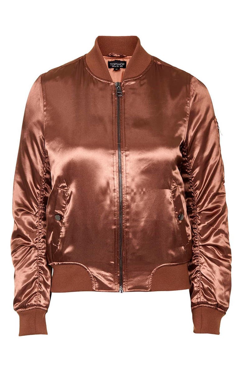 Topshop 'MA1' Shiny Bomber Jacket, Alternate, color, 