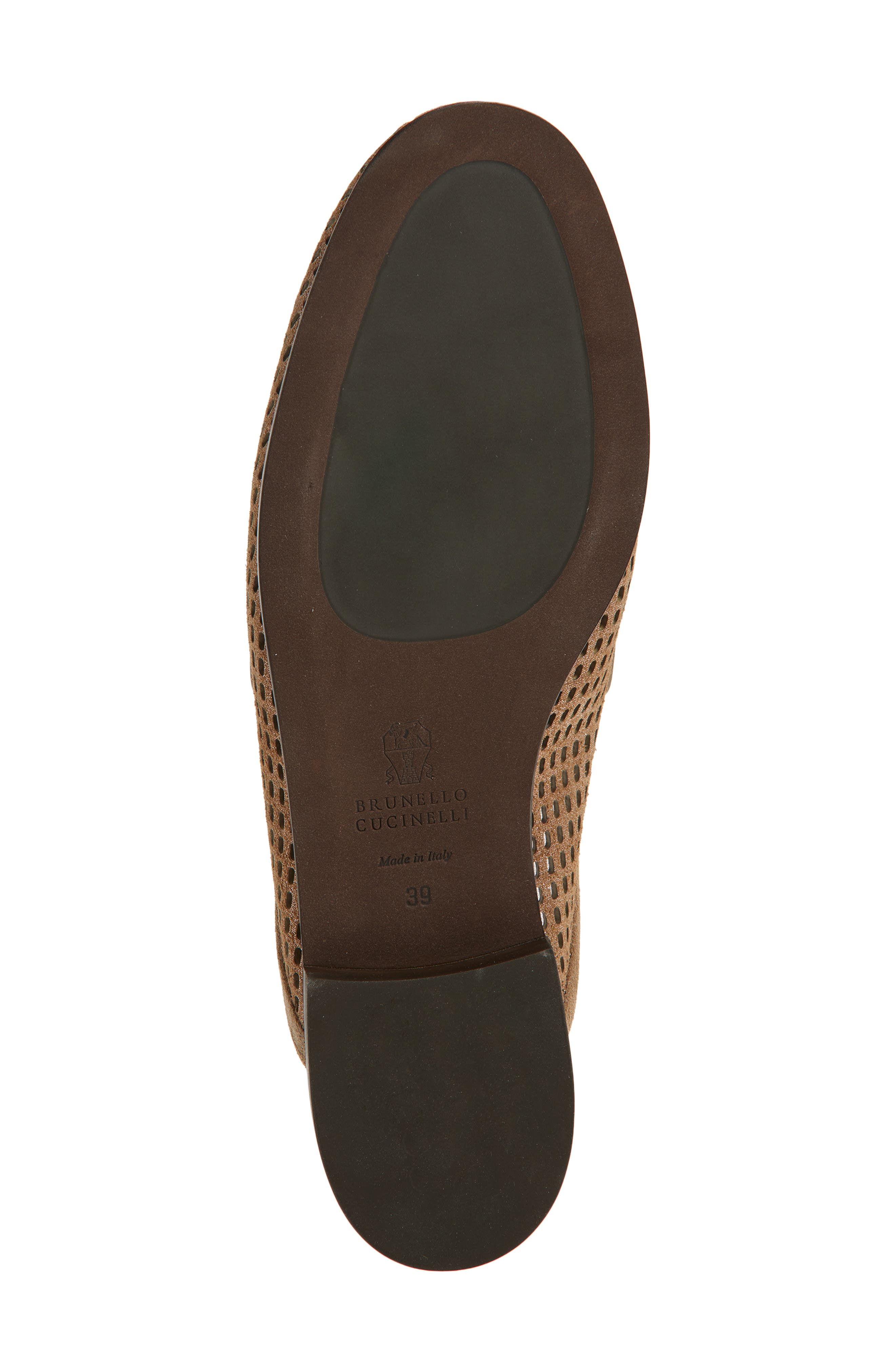 Brunello Cucinelli Sparkle Net Leather Mule, Alternate, color, Brown