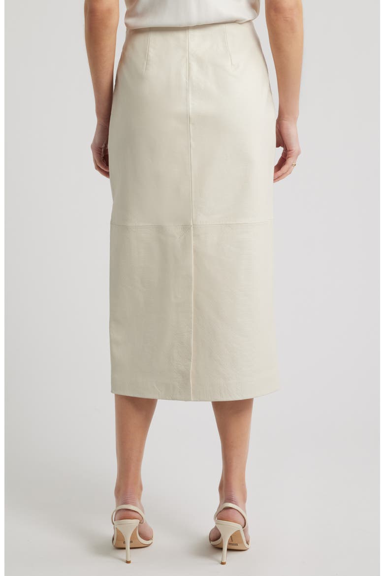 Croc Embossed Leather Pencil Midi Skirt, Alternate, color, IVORY TOFU