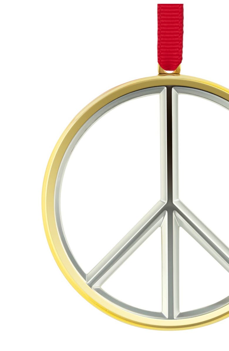 Nambé Peace Sign Ornament, Alternate, color, Silver