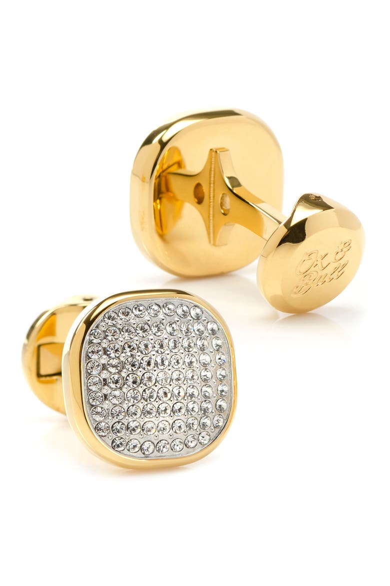 Pavé Crystal Cuff Links, Alternate, color, GOLD