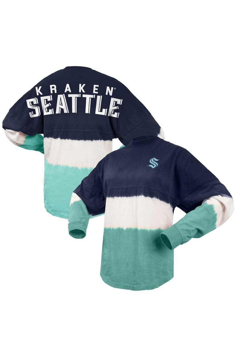 SPIRIT JERSEY Women's Spirit Jersey Blue/Light Blue Seattle Kraken Ombre Long Sleeve T-Shirt, Main, color, 