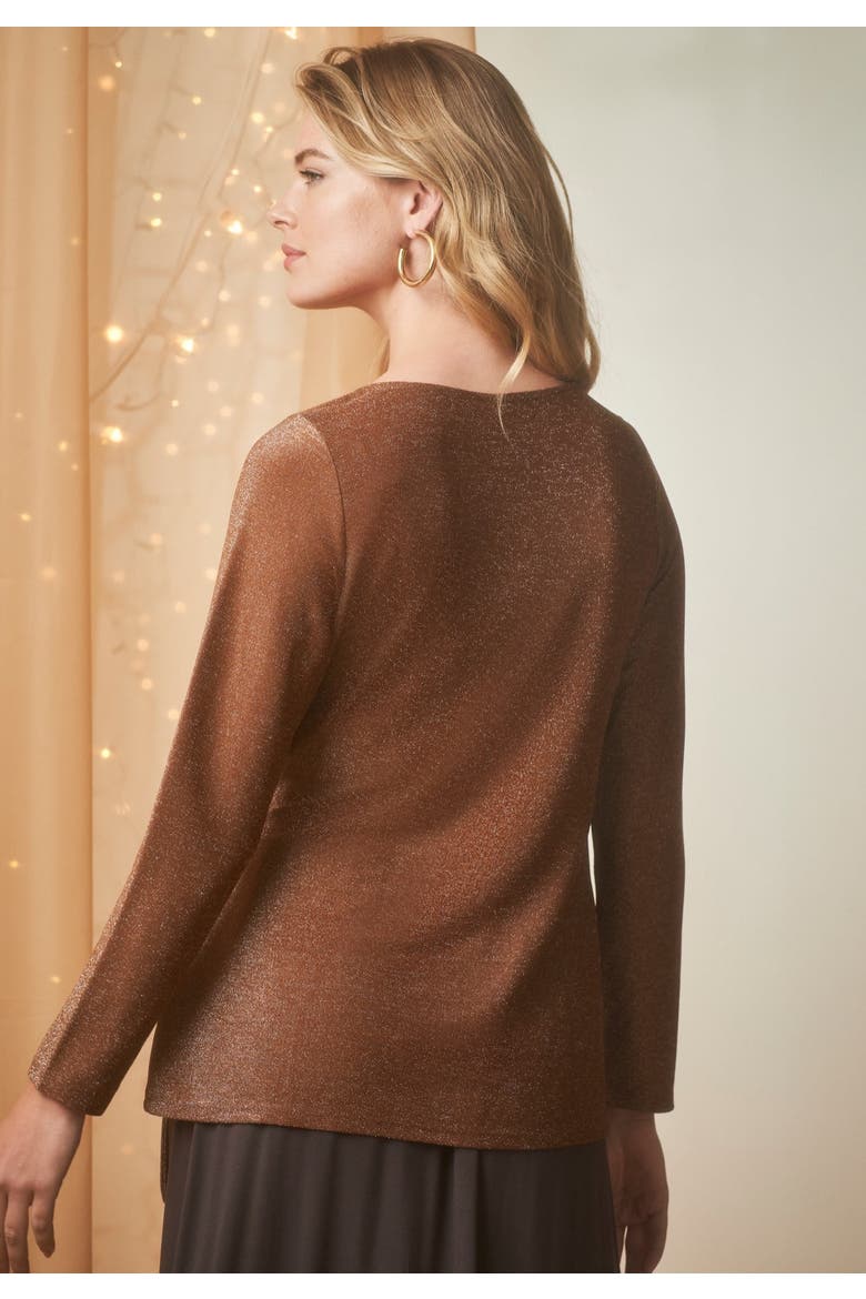 Shimmery Side Gathered Tunic, Alternate, color, BROWN SHIMMER