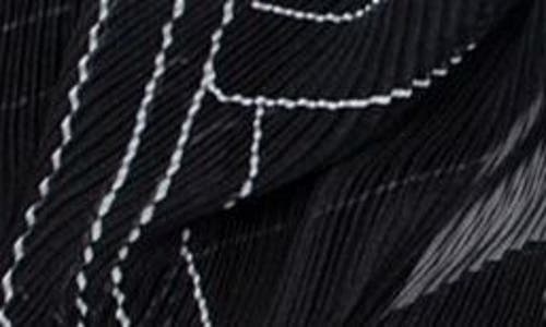 Saachi Pleated Geometric Print Scarf In Black