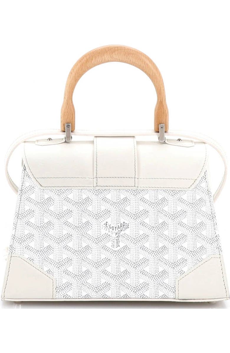 Pre-Owned Goyard Structured Saigon Top Handle Bag Coated Canvas with Leather Mini, Alternate, color, White