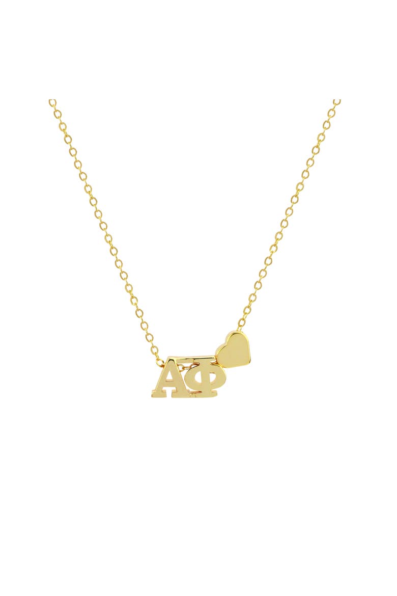 Alpha Phi Sorority Gold Heart Necklace, Alternate, color, Yellow Gold