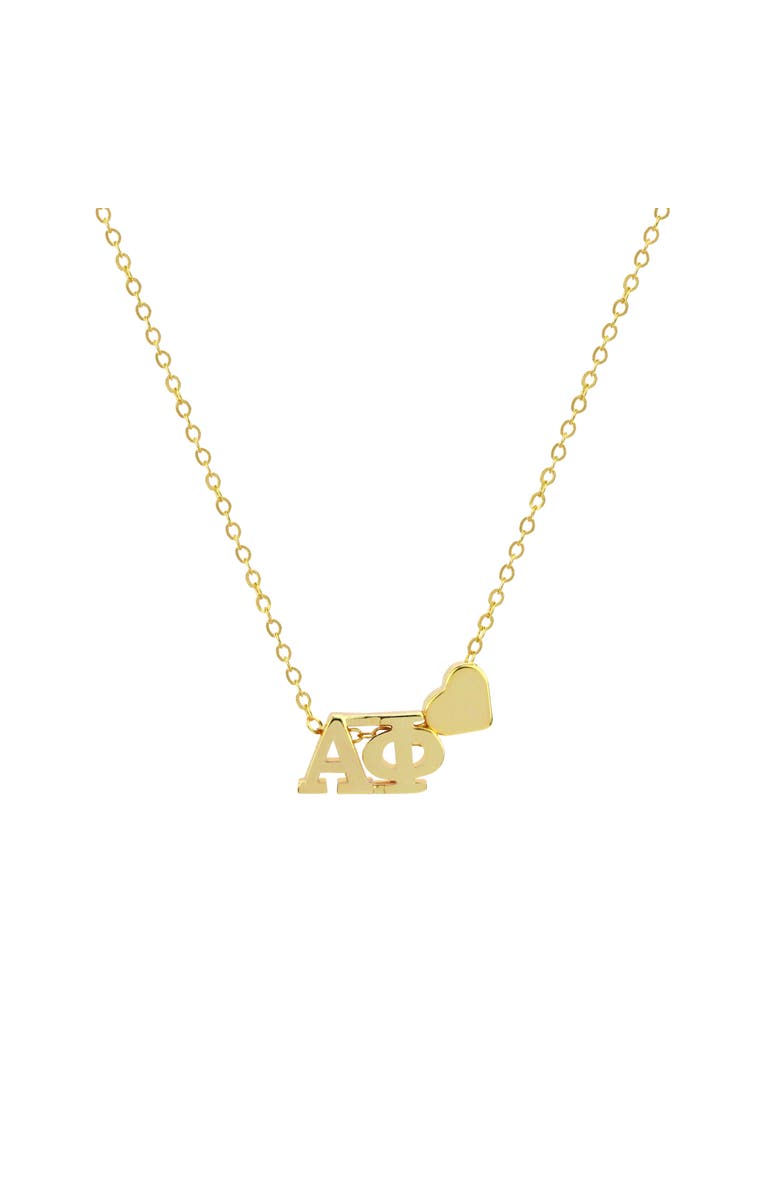 Color Shout Alpha Phi Sorority Gold Heart Necklace, Alternate, color, Yellow Gold